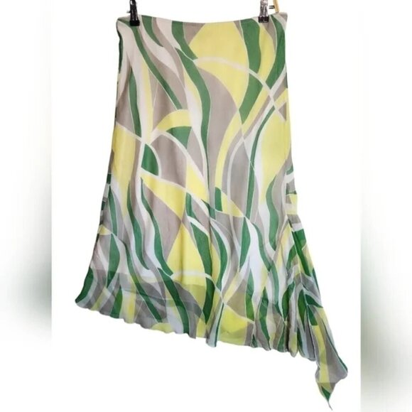 Bedo Dresses & Skirts - BEDO Asymmetrical Handkerchief Midi Skirt Geometric Print, Boho Festival, Size L